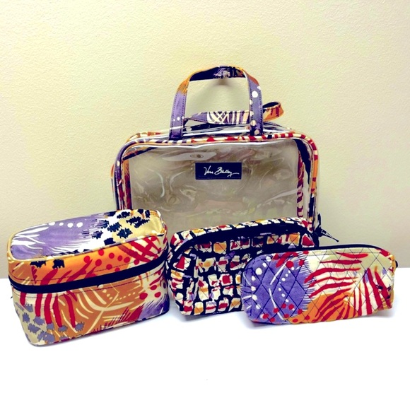 Vera Bradley Women's 4 Piece Organizer Set Cosmetic Makeup Bag, Jungle Various - Picture 1 of 12